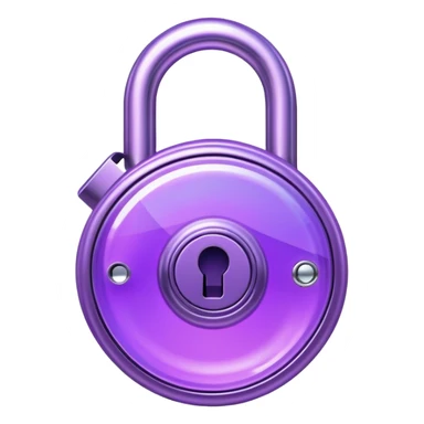 Holographic and glassmorphic purple lock sticker