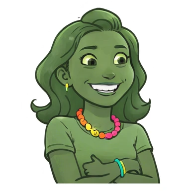 Arms crossed holding neck laughing girl sticker