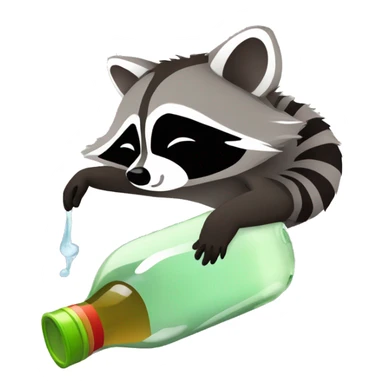drunk raccoon lying on his back drinking from a bottle sticker