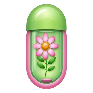 light green and pink floral vitamin capsule sticker
