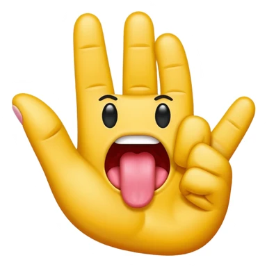 Tongue sticking out between two v'd fingers sticker