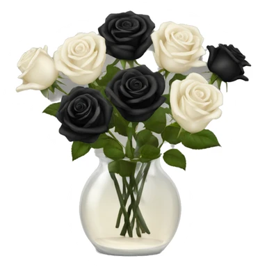 Black and ivory roses in transparent vase sticker