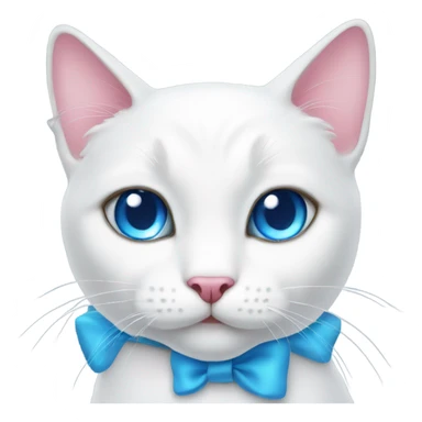 white cat with a pink bow and blue eyes sticker