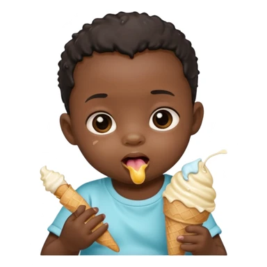 black newborn baby sitting eating ice cream sticker