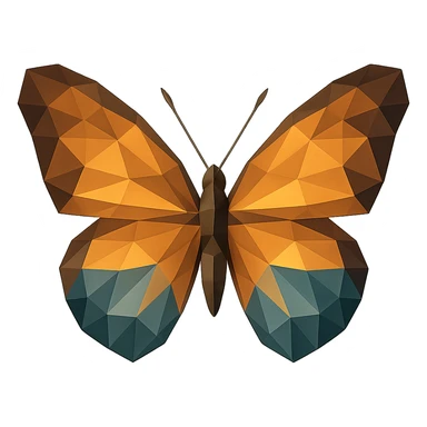 illustration of a butterfly made of geometric shapes in polygonal style sticker
