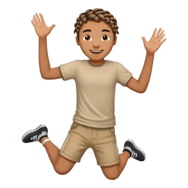 brown boy with braids jumping sticker