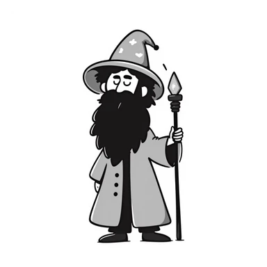 unique wizard hand drawn doodle sticker