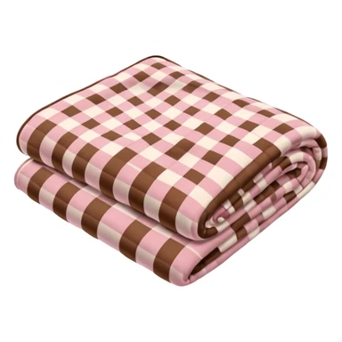 Folded brown and baby pink checkered blankets sticker