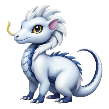 White glossy soft silky furry iridesent Absol-Shinx-Snake-fusion-hybrid, full body sticker