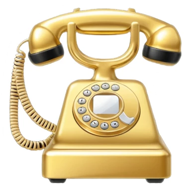 One single shiny Gold and black phone icon, png, no background, no border sticker