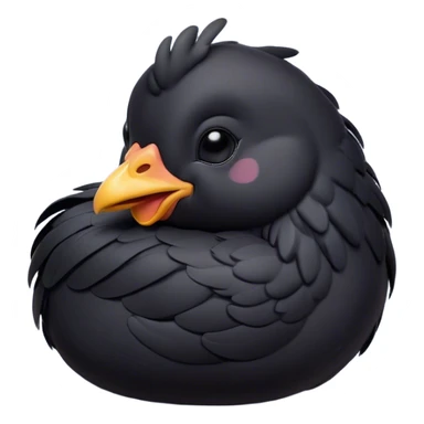 Meme-Worthy Cute Sleeping Black Chicken Portrait Emoji, Head resting peacefully with a contented smile, showcasing a delightfully compact build and a luxuriously soft black plumage, eyes shut in a serene, restful nap, Simplified yet hilariously adorable features, highly detailed, glowing with a soft, drowsy light, high shine, relaxed and utterly lovable, stylized with an air of playful laziness, bright and heartwarming, soft glowing outline, capturing the essence of a comically sleepy chicken, so meme-worthy it feels like it could instantly become the next viral sensation of adorable slumber! sticker