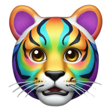 rainbow tiger Japanese mask sticker