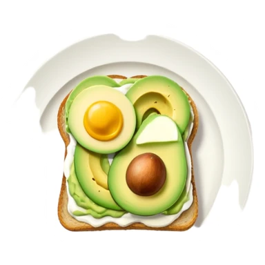 White ceramic plate with avocado toast, pastel pink background sticker