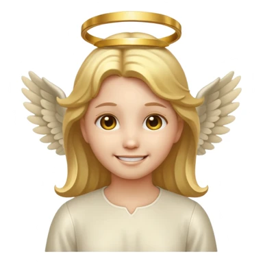 Angel emoji with a creepy realistic smile sticker