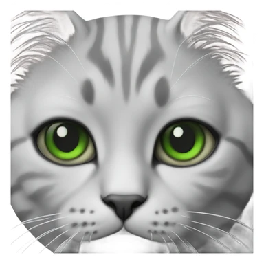 a realistic cat light grey with line grey with green eye, sticker