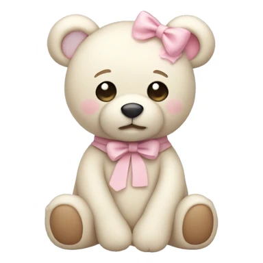 Cream colored teddy bear with pastel pink on top of head sticker