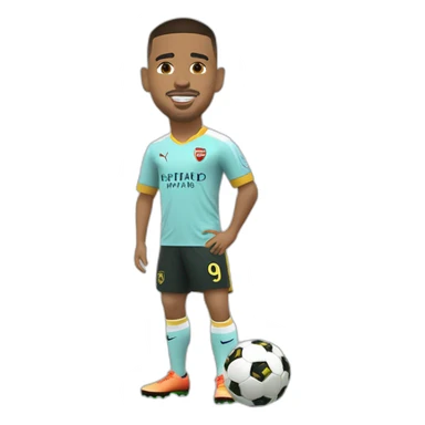 gabriel jesus atacante do arsenal fc com uma bola de futebol sticker
