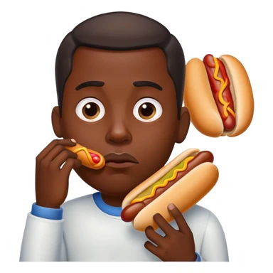 A disappointed black guy eating a hotdog sticker