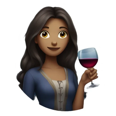 Long-haired Brunette Girl underneath the moonlight with wineglass in hand sticker