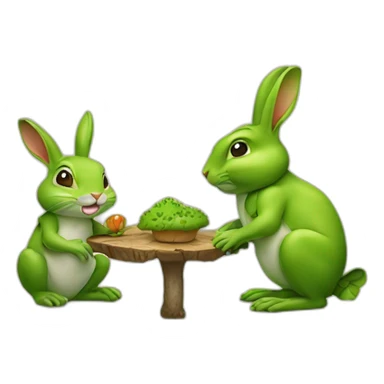 Lapin et une grenouille qui se font un câlin et la grenouille a un champignon sur la 5 sticker