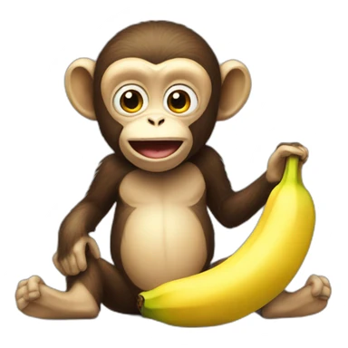 Monkey eating a banana sticker