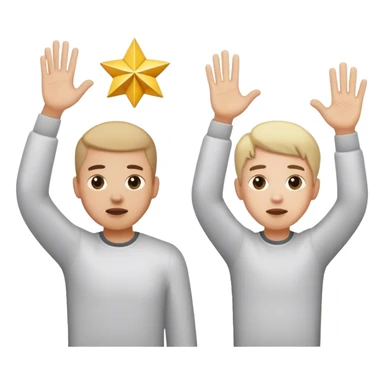 A person raising their hands in refusal while someone else offers a gift sticker