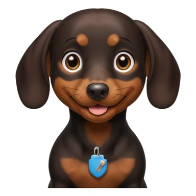 Black miniature Daschund looking happy sticker