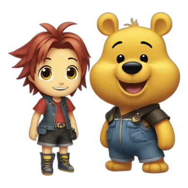 winnie the pooh meets sora from kingdom hearts sticker