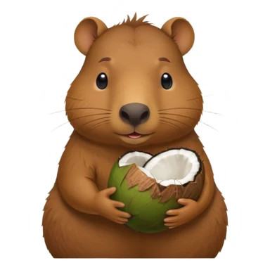capybara with coconut shell  sticker