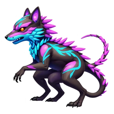 Neon Vibrant Pulsating Trail-glowing Chromatic Trico-Vernid-Protogen-Fionbri-fusion-hybrid, full body sticker