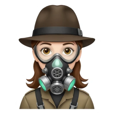 Hacker with a fedora with brown hair wearing a gasmask sticker