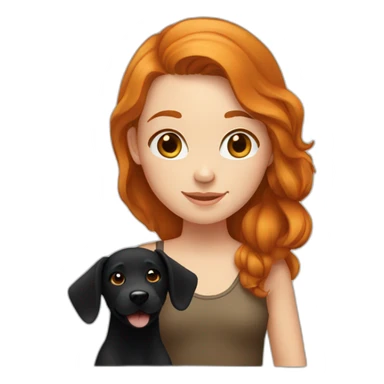 ginger-girl-with-brown-eyes-and-a-black-dog sticker