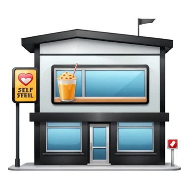 Self-service restaurants building with bilboard sticker