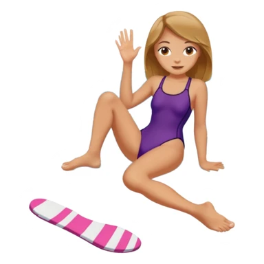 Draw a girl in a swimsuit who shows her foot sticker