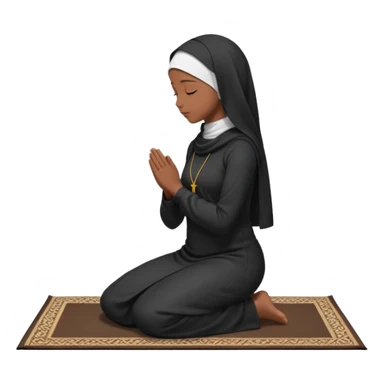 Muslim woman in black jiljab side profile praying on prayer mat  sticker