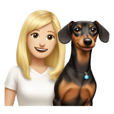 dachshund dog with blonde girl celevrating new year sticker