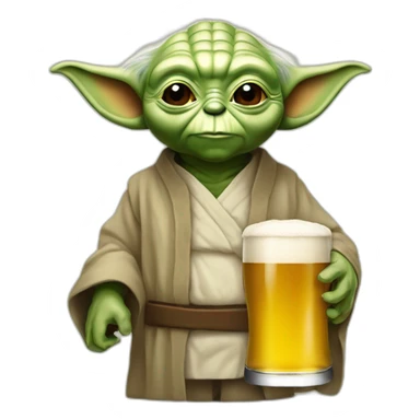 yoda boit une biere sticker