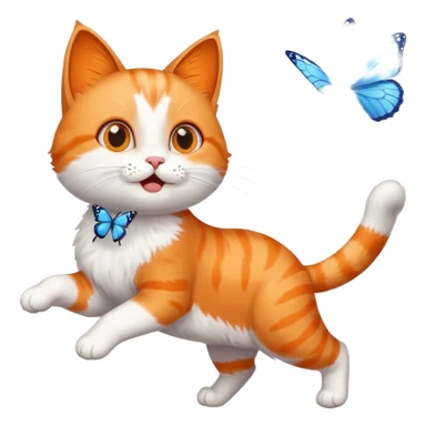 playful cat chasing a butterfly sticker