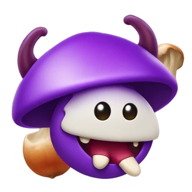 purple devil emoji with a mushroom sticker