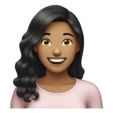 Black haired girl laughing sticker