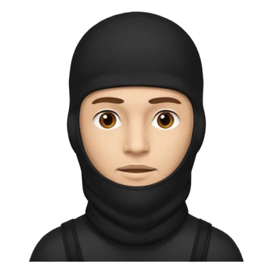 A guy with a brown mullet and a black baclava sticker