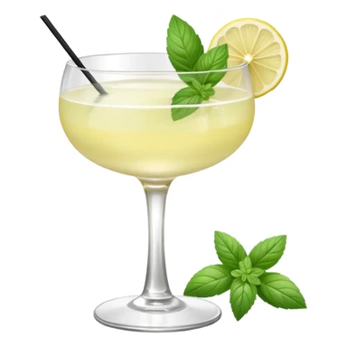 French 75 cocktail with subtle elderflower color and mint and basil garnishes sticker