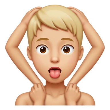 person crossing their arms and grabbing their neck while sticking their tongue out sticker