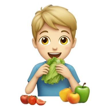 Young boy eating healthy food sticker