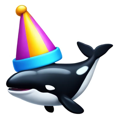 Killer whale wearing a colourful party hat  sticker