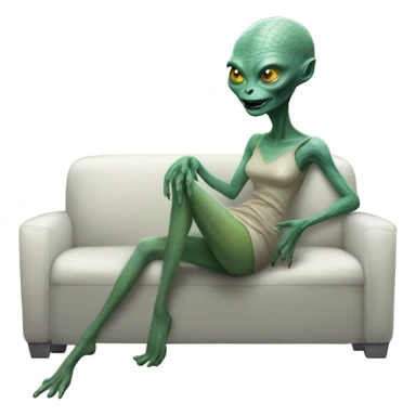 alien reptilian woman sitting on a couch  sticker