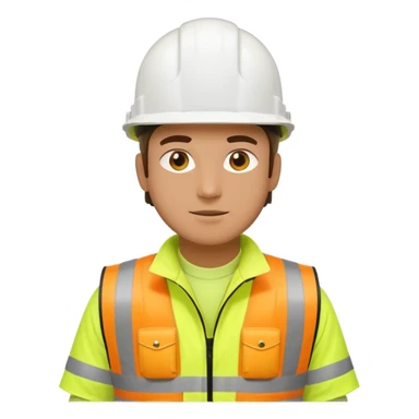 Guy with yellow reflective vest and white protection helmet sticker