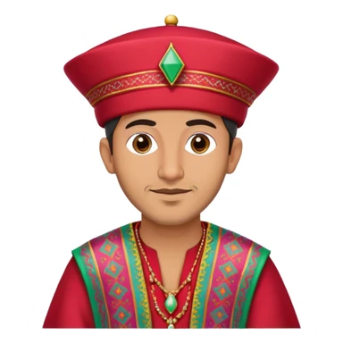 A Moroccan man wearing traditional clothing, fez hat, colorful caftan sticker
