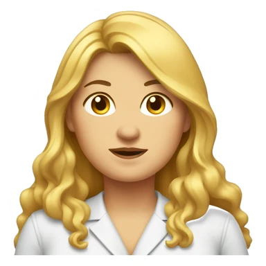 Obesity. A middle-aged woman with golden long hair, dressed in professional attire. sticker