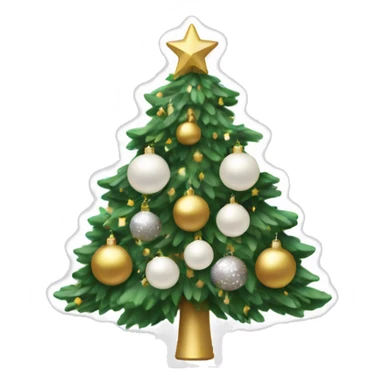 Christmas tree with white and gold ornaments  sticker
